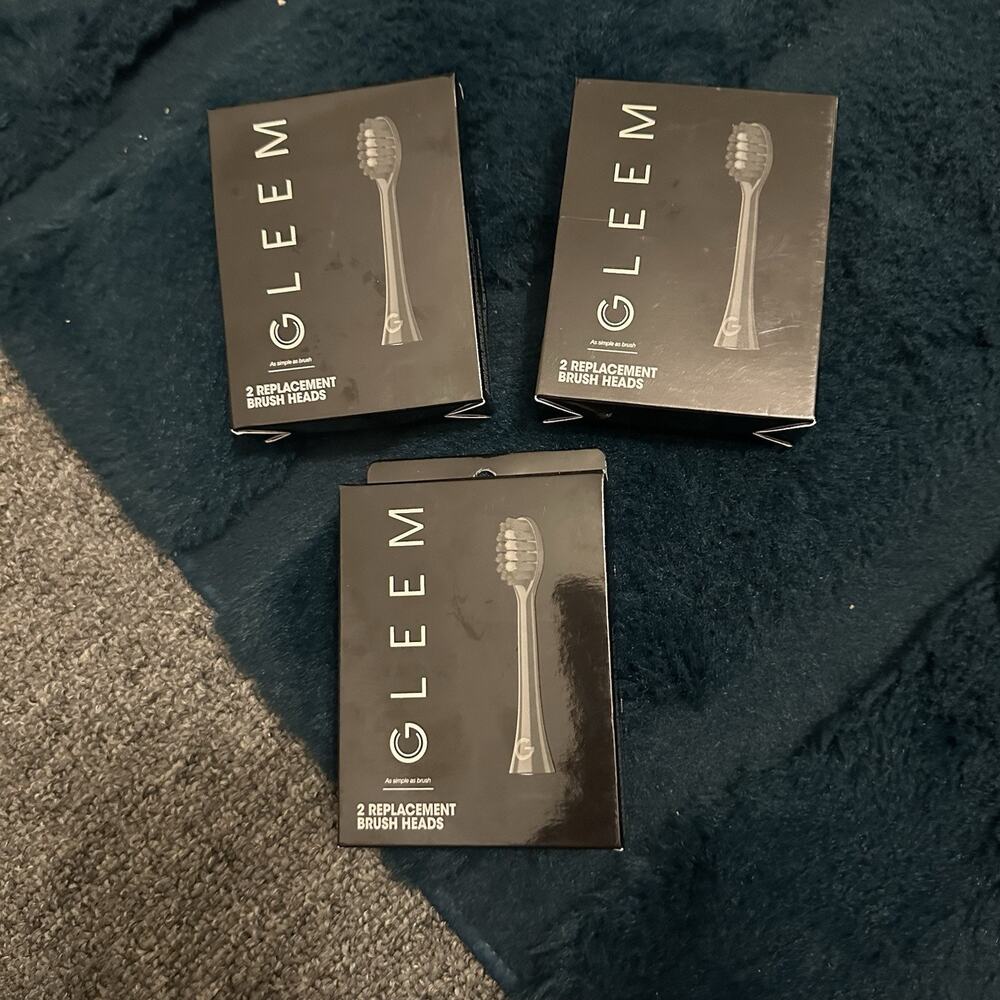 3 Pack GLEEM Toothbrush Replacement Brush Heads Refill Black 2 Count NEW SEALED